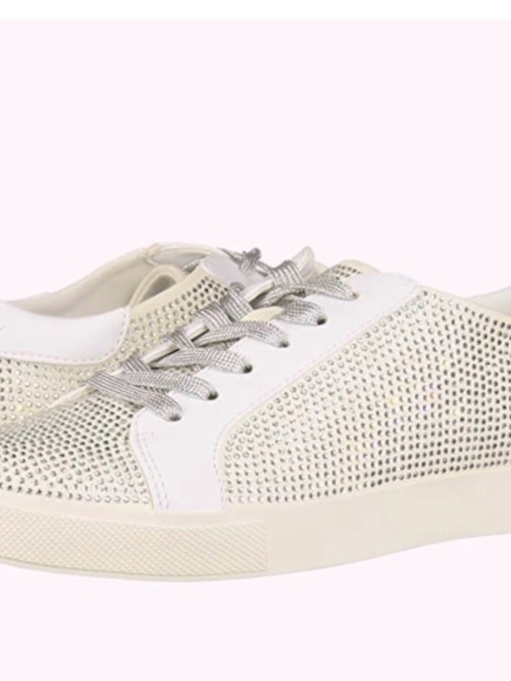 Katy Perry Collections White and Silver Rhinestone Lace-Up Sneakers 9.5
